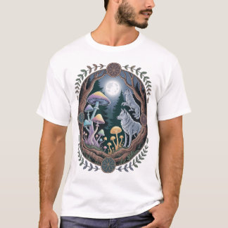 T-shirt Enchanted Moonlit Wolves and Psychedelic Mushrooms