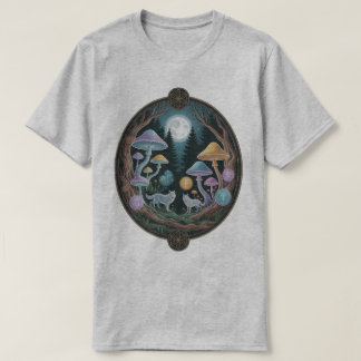 T-shirt Enchanted Moonlit Wolves and Psychedelic Mushrooms