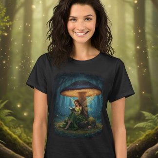 T-shirt Enchanted Night Fairy Reading a Book