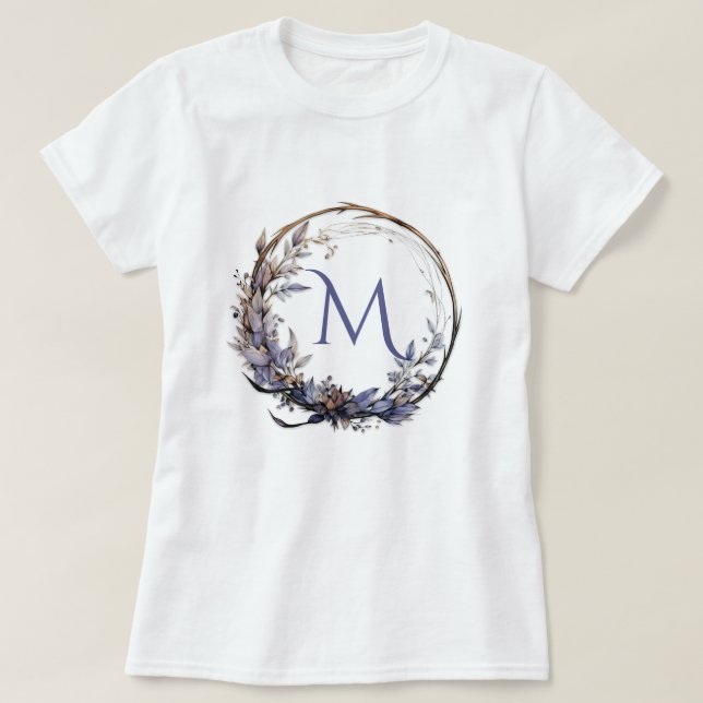 T-shirt Enchantée florale gothique couronne votre monogram (Design devant)