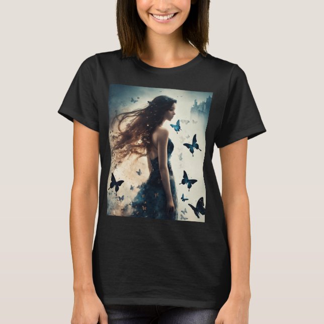 T-shirt Enchanter fille avec papillon et design floral T (Devant)