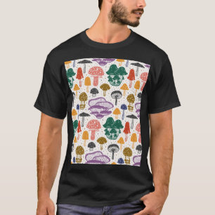 T-shirt Encre de champignons de forêt Texture Vintage