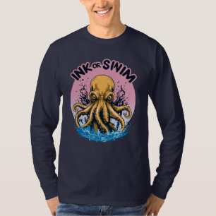 T-shirt Encre Ou Baignade   Citation de tatouage de pieuvr