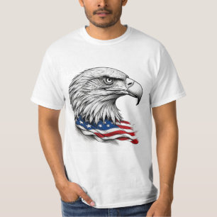 T-shirt Encre patriotique Aigle avec drapeau américain – A