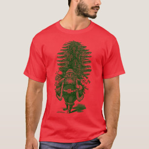 T-shirt encre verte Père Noël vintage
