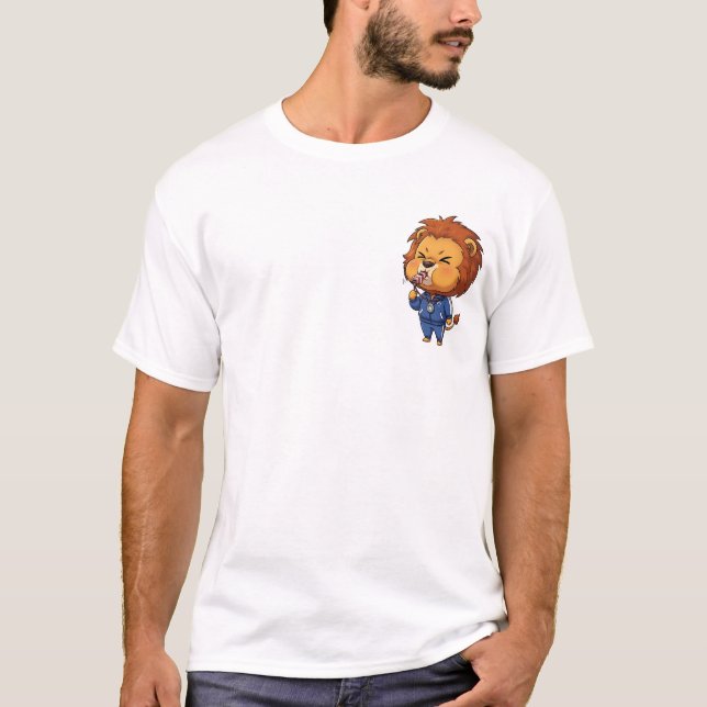 T-shirt Energetic Coach Lion Blowing Whistle in Blue Track (Devant)