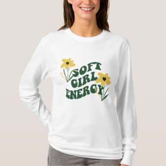 T-shirt Énergie de Fille Douce Fleurs Rétro
