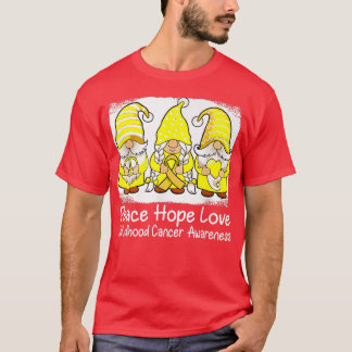 T-shirt Enfance Cancer Soutien Gnomes Avec Ruban Jaune