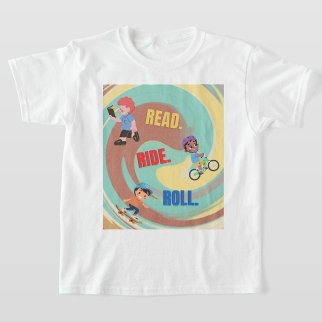 T-shirt enfant au design coloré. (Poser)