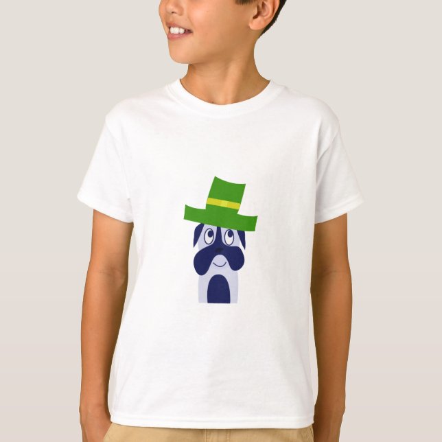T-shirt enfant avec chien en casquette vert (Devant)