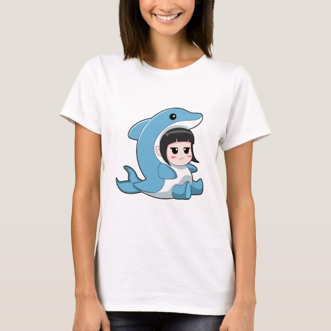 T-shirt Enfant avec costume de dauphin (Devant)