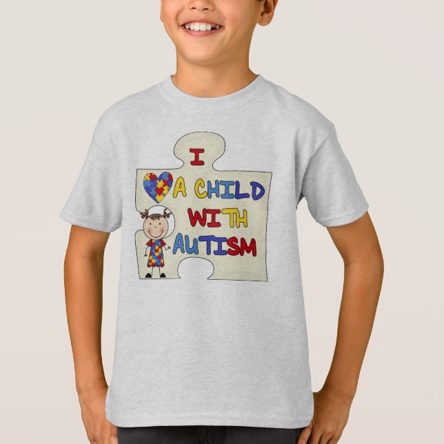 T-shirt Enfant avec la fille 2 de brune d'autisme (Devant)
