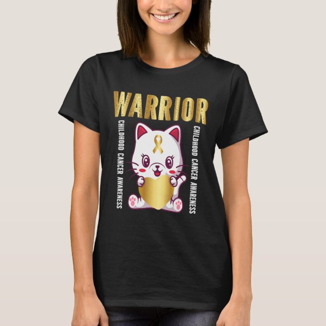 T-shirt enfant cancer sensibilisation guerrier chat mignon (Devant)