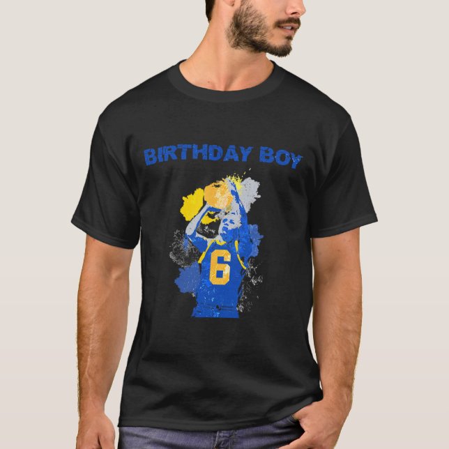 T-shirt Enfant De 6 Ans Garçon Bleu Et Jaune Basketbal (Devant)