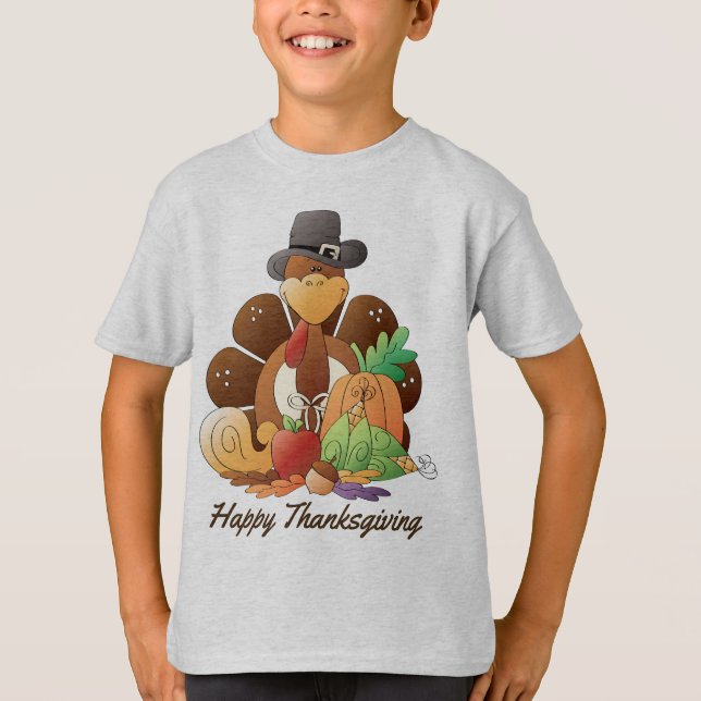 T-shirt enfant dinde de vacances Thanksgiving (Devant)