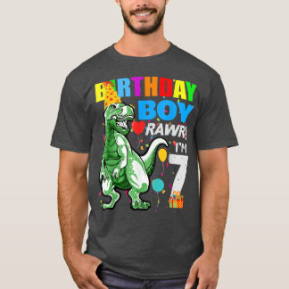 T-shirt Enfant Dinosaur Septième anniversaire Sept 7 ans