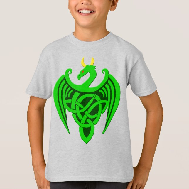 T-shirt enfant dragon celtique vert (Devant)