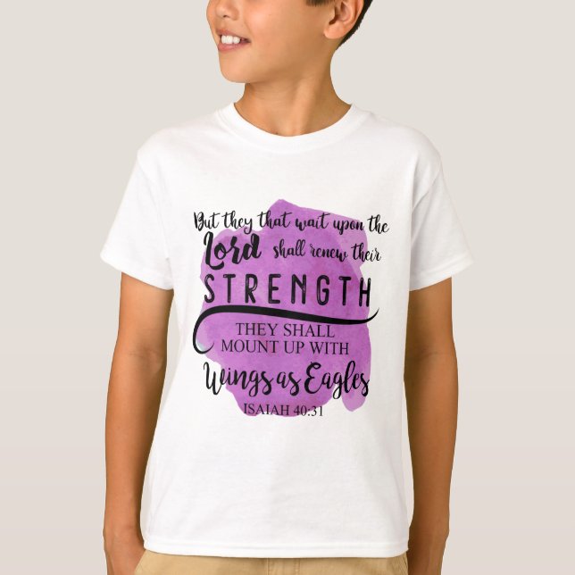 T-shirt ENFANT du 40:31 KJV d'Isaïe qui attendent sur le (Devant)