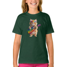 T-shirt enfant étoile de rock chat orange mignon