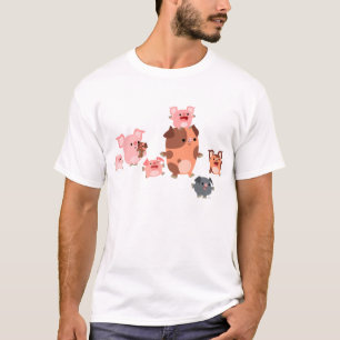 T-shirt enfant famille de cochon en caricature mig