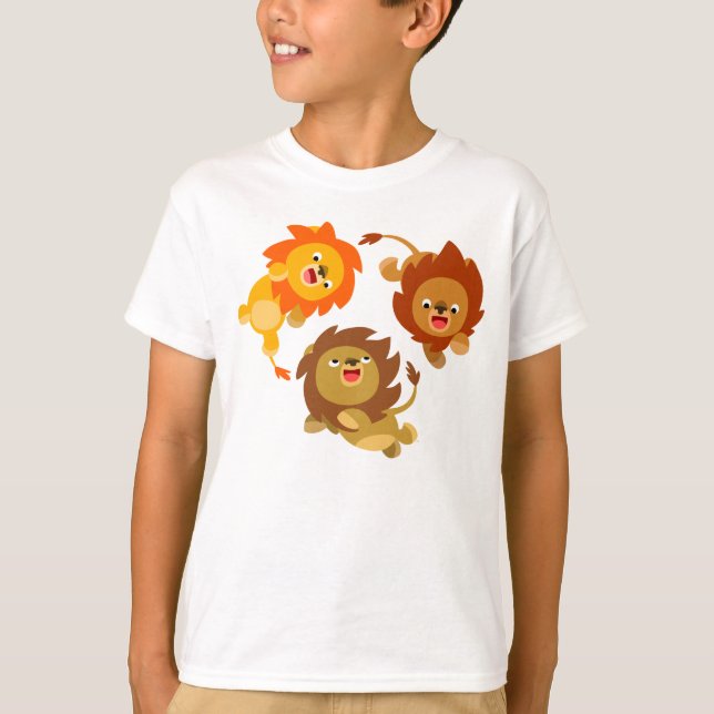 T-shirt enfant Lions caricature sans poids mou (Devant)