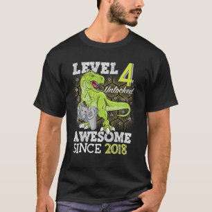 T-shirt Enfant Niveau 4 Déverrouillé Awesome 2018 Jeu 4 An