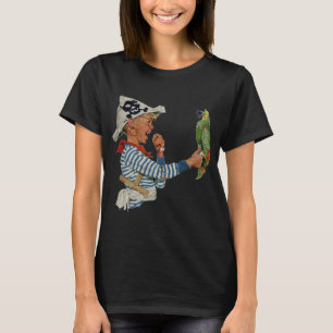 T-shirt Enfant Vintage, Garçon Jouant avec un Perroquet Pi
