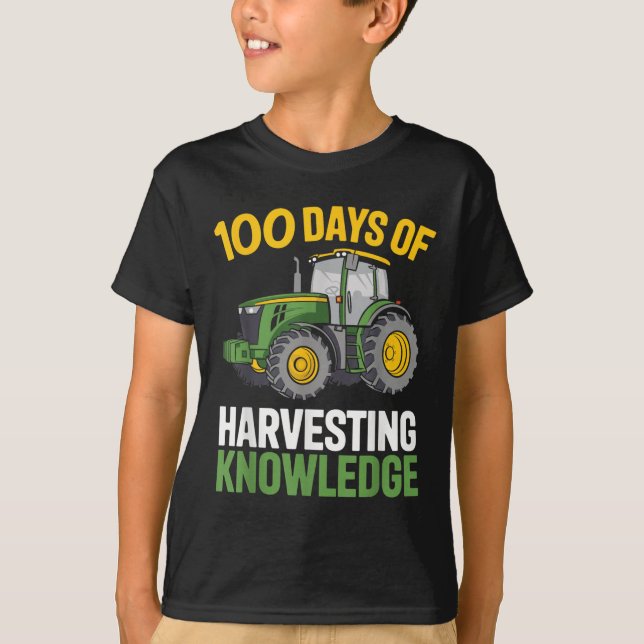 T-shirt Enfants 100 Jours D'École Tracteur Garçon Agricult (Devant)