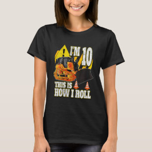 T-shirt Enfants 10 ans Anniversaire Bulldozer