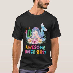 T-shirt Enfants 10 ans Anniversaire Mermaid Thème Annivers