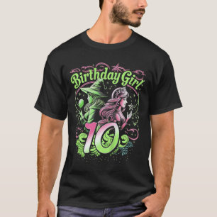 T-shirt Enfants 10e Anniversaire Sorcière rose et vert 10