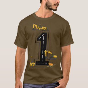 T-shirt Enfants 1er anniversaire Grue Excavateur Camion 1