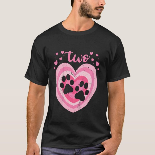 T-shirt Enfants 2 ans mignonne chien paw Anniversaire fill (Devant)