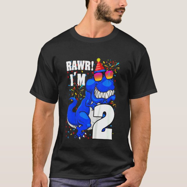 T-shirt Enfants 2 ans Rawr I'm 2nd Birthday Boy Dinosau (Devant)