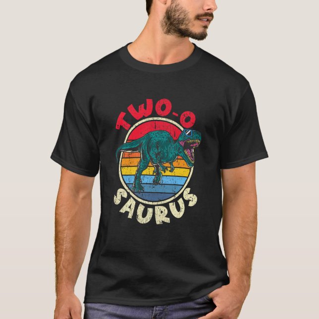 T-shirt Enfants 2e anniversaire Deux O Saurus Tyrannosauru (Devant)