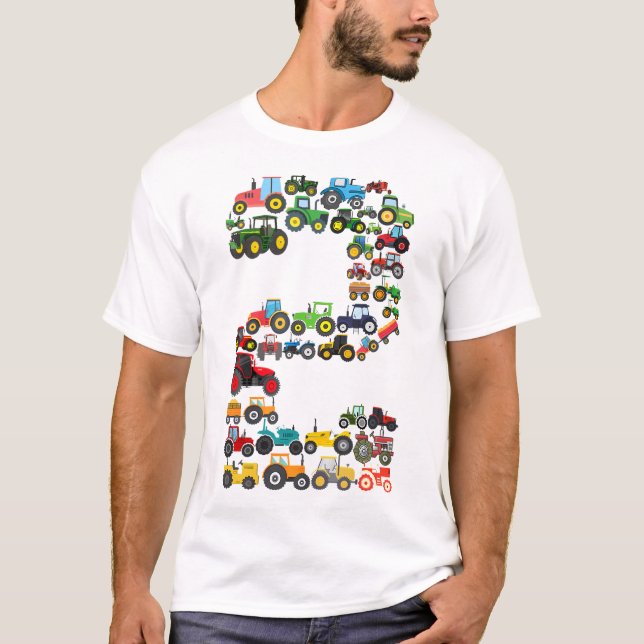 T-shirt Enfants 2E Anniversaire Ferme Tracteur Deux 2 Ans  (Devant)
