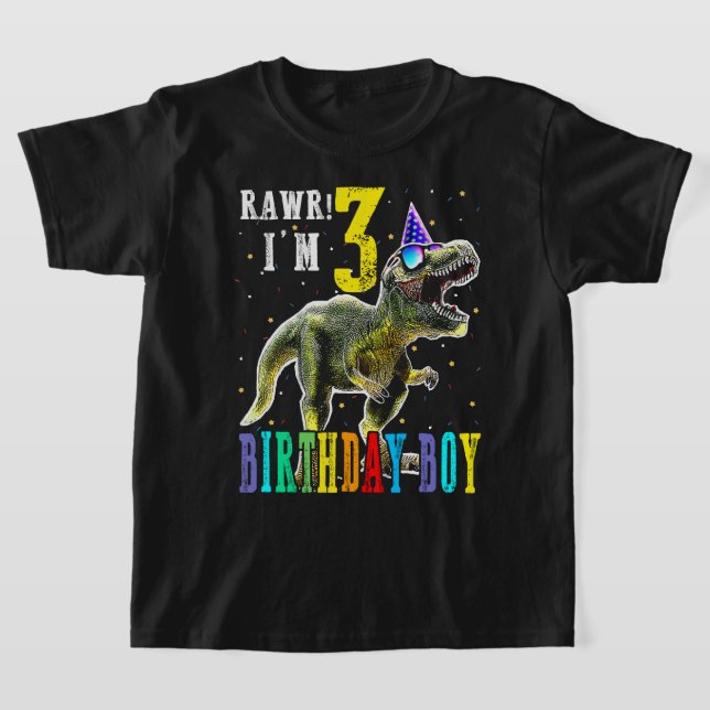 T-shirt Enfants 3 ans Chemise 3e anniversaire Garçon T Rex (Poser)