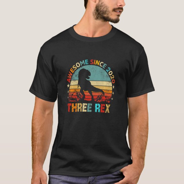 T-shirt Enfants 3 ans Dinosaur Awesome depuis 2020 3ème Bi (Devant)