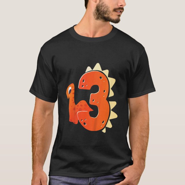 T-shirt Enfants 3e anniversaire Dinosaur thème préhistoriq (Devant)