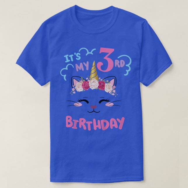 T-shirt Enfants 3e anniversaire fille tenue chats Unicorn  (Design devant)