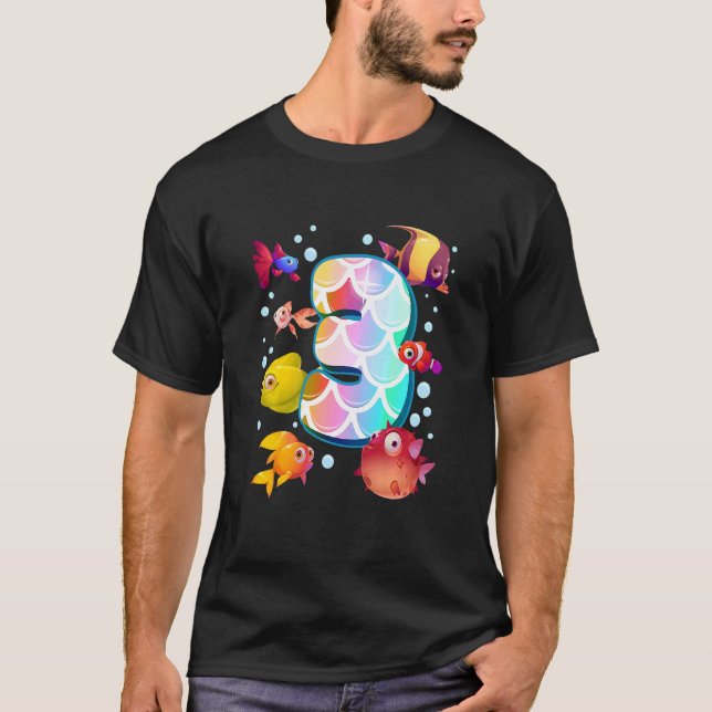 T-shirt Enfants 3e anniversaire Rainbow Fish Tetra Popper  (Devant)