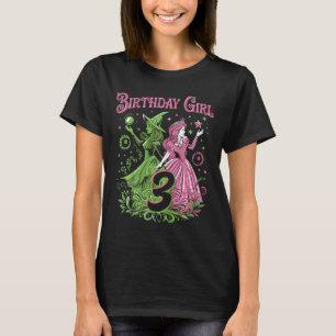 T-shirt Enfants 3e Anniversaire Sorcière rose et verte 3 A