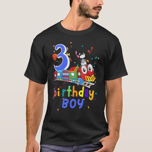 T-shirt Enfants 3e anniversaire Train Boys Filles 3 ans J' (Devant)