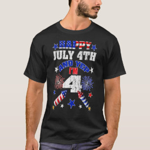 T-shirt Enfants 4 Anniversaire 4 Juillet Parti Heureux 4 J