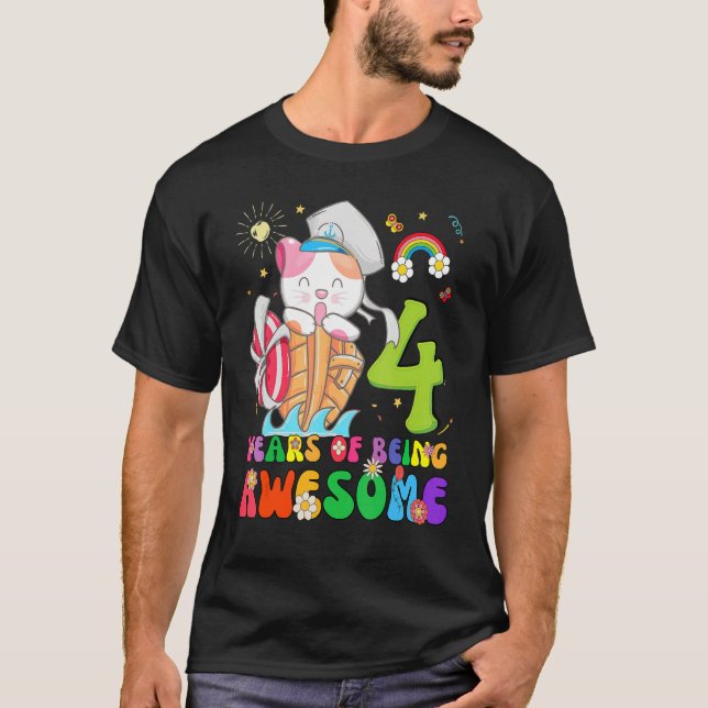 T-shirt Enfants 4 ans Ados 4e anniversaire fille incroyabl (Devant)