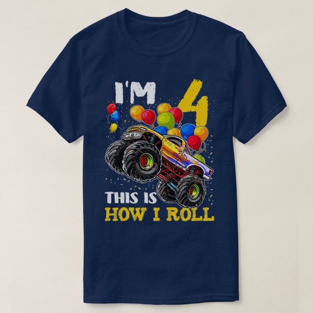 T-shirt Enfants 4 ans Chemise 4e anniversaire Garçon Monst (Design devant)