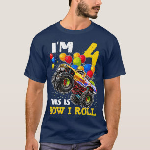 T-shirt Enfants 4 ans Chemise 4e anniversaire Garçon Monst