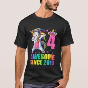 T-shirt Enfants 4 Ans Filles Dabbing Unicorne Awesome Sinc