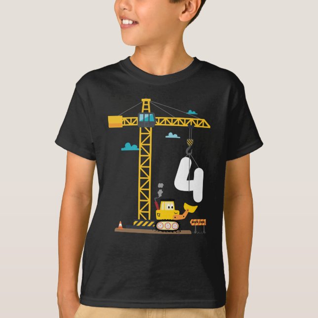 T-shirt Enfants 4 Ans Garçons Avec Grue Et (Devant)