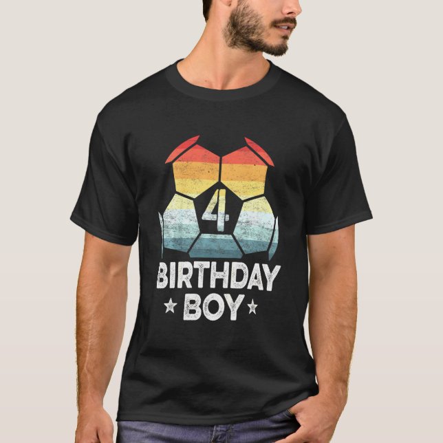 T-shirt Enfants 4 ans Joueur de soccer 4e anniversaire Gar (Devant)